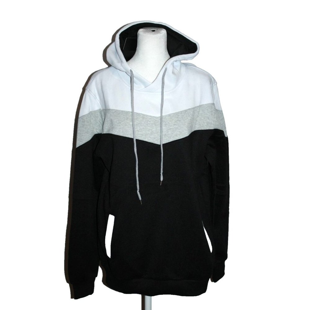 Mooncolour Women's Size Small S Black White Gray Color Block Hoodie NEW NWT